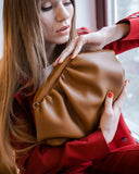 Women Leather Handbag Camellia Red