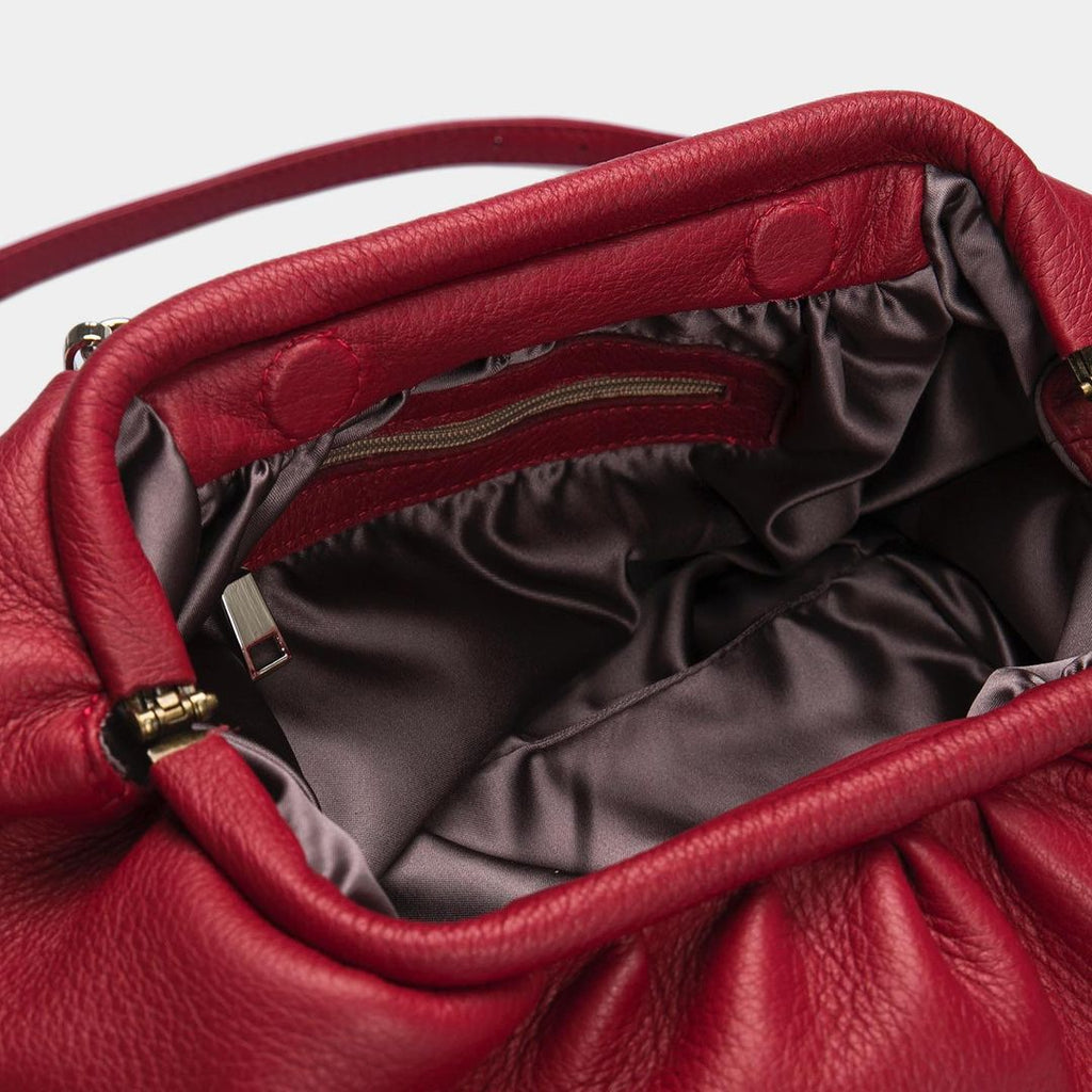 Women Leather Handbag Camellia Red