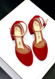 Women Suede Heel Shoes Red