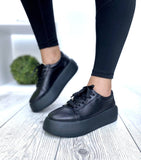 Women Leather Sneakers 1542 Black