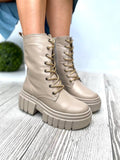 Women Leather Boots 1556 Demi-season Beige