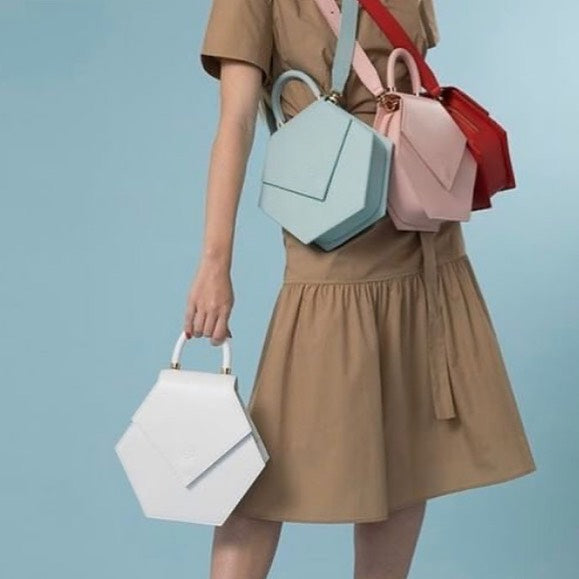 Woman Leather Handbag Lady Anne Diamond Red