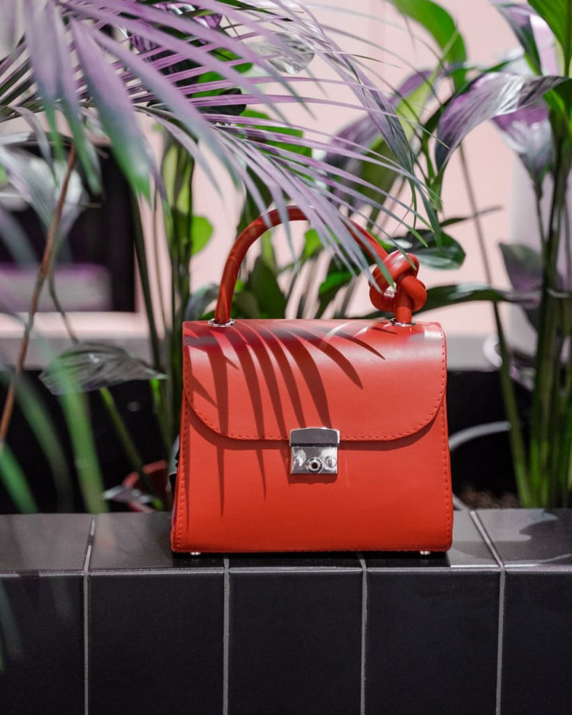 Women Leather Crossbody Bag Cocco Mini Red