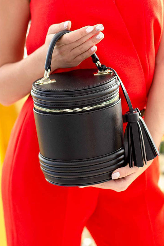 Woman Leather Crossbody Bag Lady Anne Barrel Black