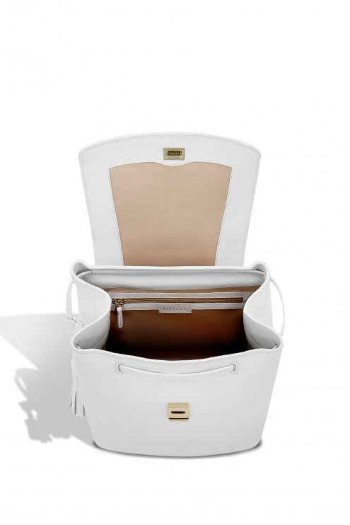 Woman Leather Backpack Lady Anne Glory White