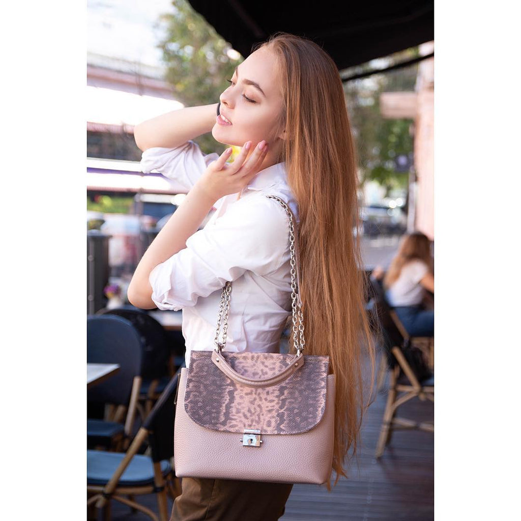 Women Leather Handbag Capri Crimson