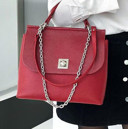 Women Leather Handbag Capri Crimson