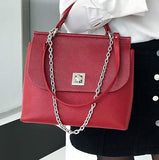 Women Leather Handbag Capri Red
