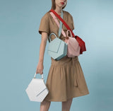 Woman Leather Handbag Lady Anne Diamond Darkred