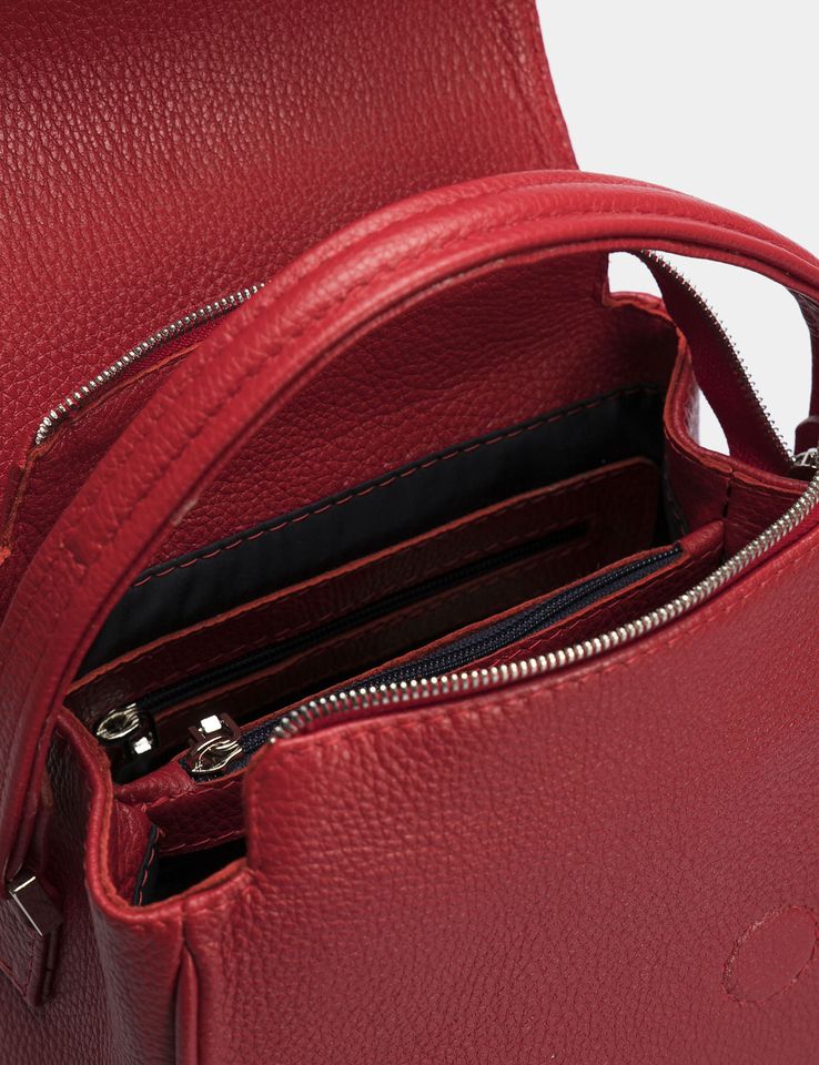 Women Leather Handbag Farfalla Red