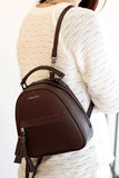 Woman Leather Backpack Lady Anne Vogue Maroon