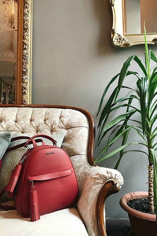 Woman Leather Backpack Lady Anne Vogue Dark Red