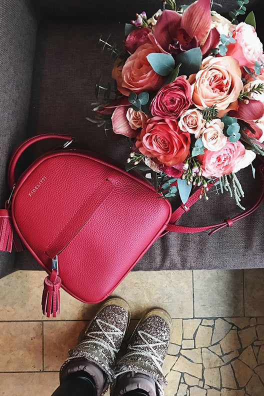 Woman Leather Backpack Lady Anne Vogue Mini Dark Red