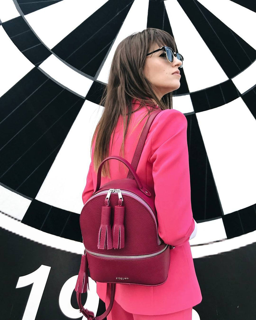 Woman Leather Backpack Lady Anne 'GO GO' Red