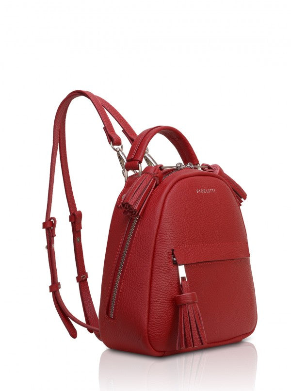 Woman Leather Backpack Lady Anne Vogue Mini Dark Red