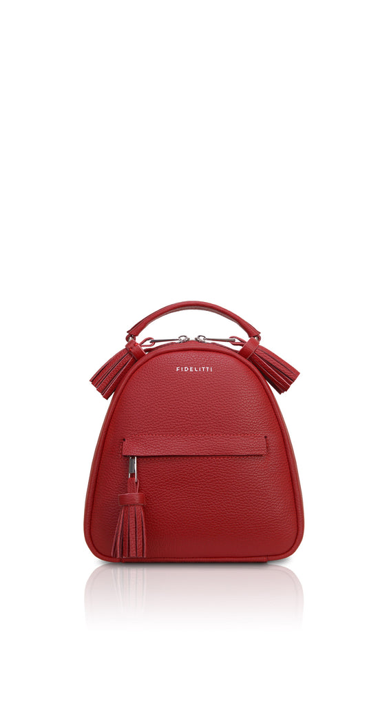 Woman Leather Backpack Lady Anne Vogue Mini Dark Red