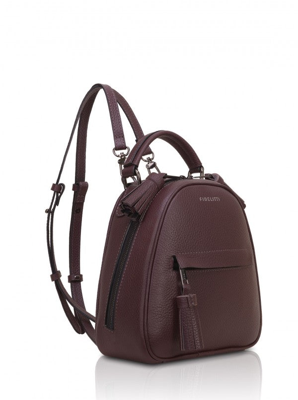 Woman Leather Backpack Lady Anne Vogue Mini Maroon