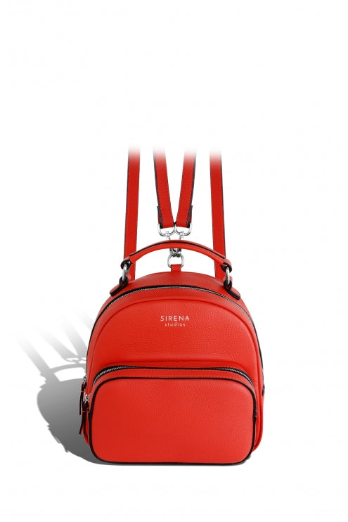 Woman Leather Backpack Lady Anne LUCIDARE Maxi Red