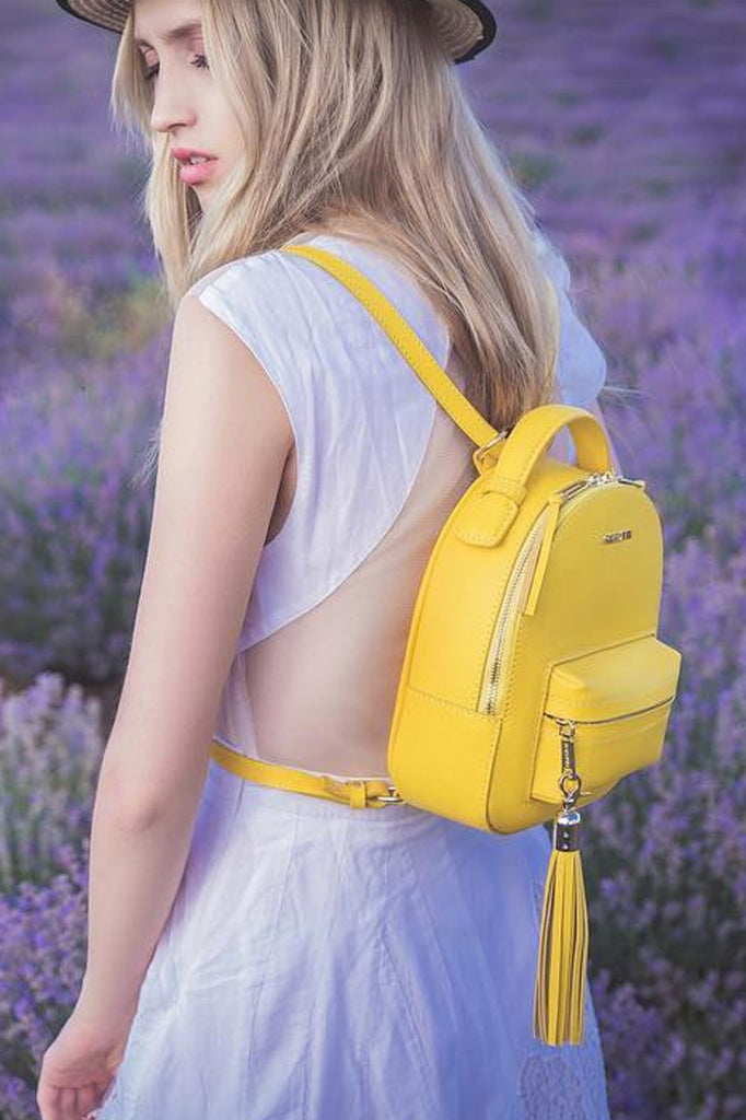 Woman Leather Backpack Lady Anne Prime Yellow