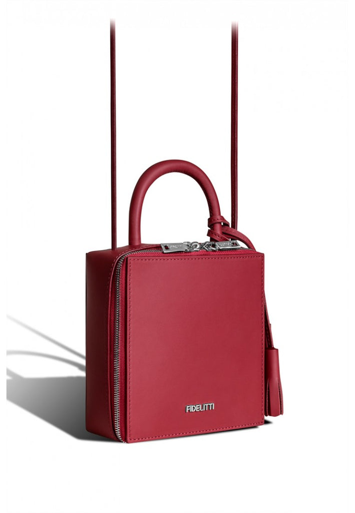 Woman Leather Crossbody Bag Lady Anne Cube Dark Red