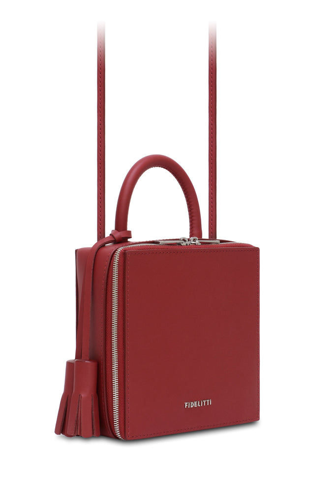 Woman Leather Cross Body Bag Lady Anne Cube Red