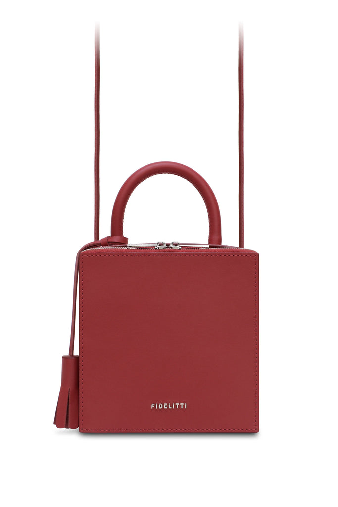 Woman Leather Cross Body Bag Lady Anne Cube Red