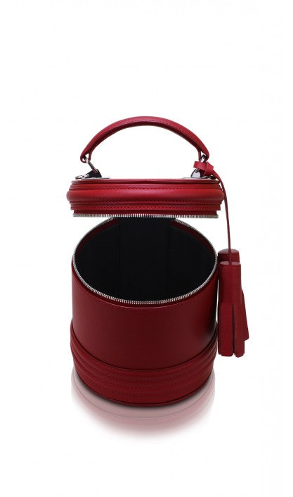 Woman Leather Crossbody Bag Lady Anne Barrel Dark Red