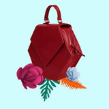 Woman Leather Handbag Lady Anne Diamond Darkred