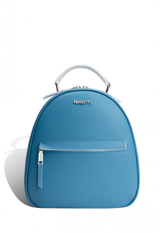 Woman Leather Backpack Lady Anne Vogue Blue & White