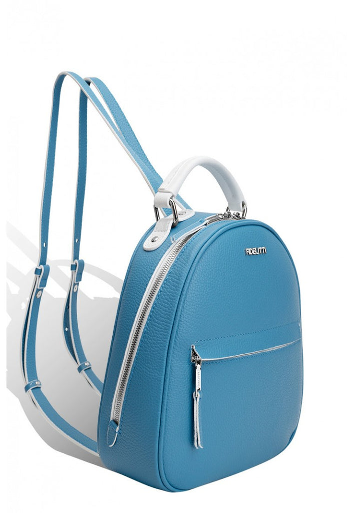 Woman Leather Backpack Lady Anne Vogue Blue & White