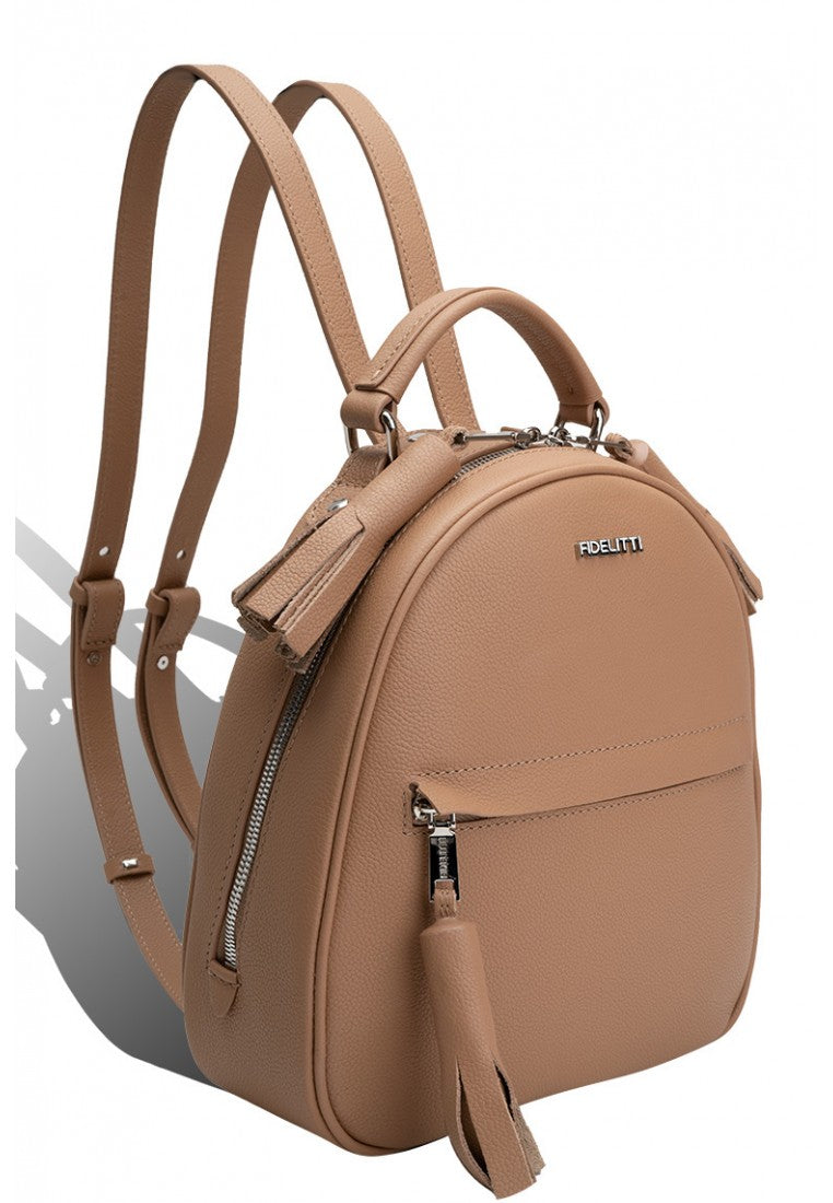 Woman Leather Backpack Lady Anne Vogue Beige