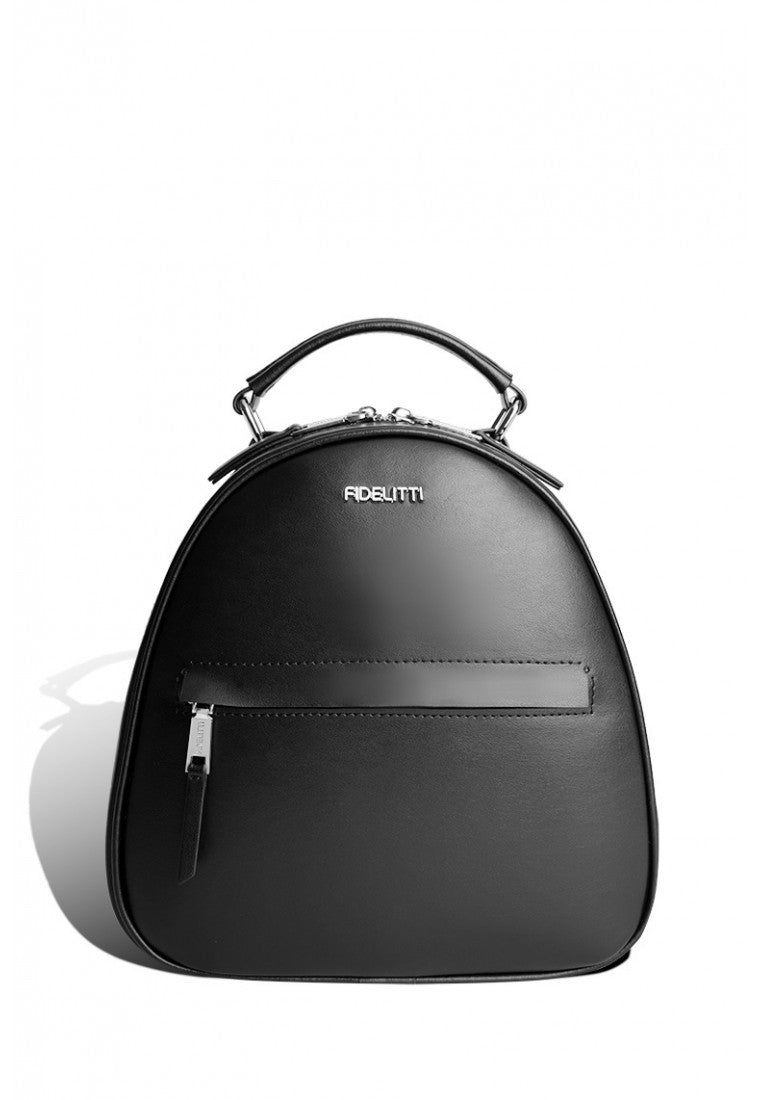 Woman Leather Backpack Lady Anne Vogue Black Smooth