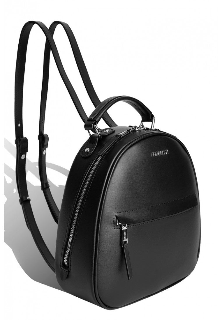 Woman Leather Backpack Lady Anne Vogue Black Smooth