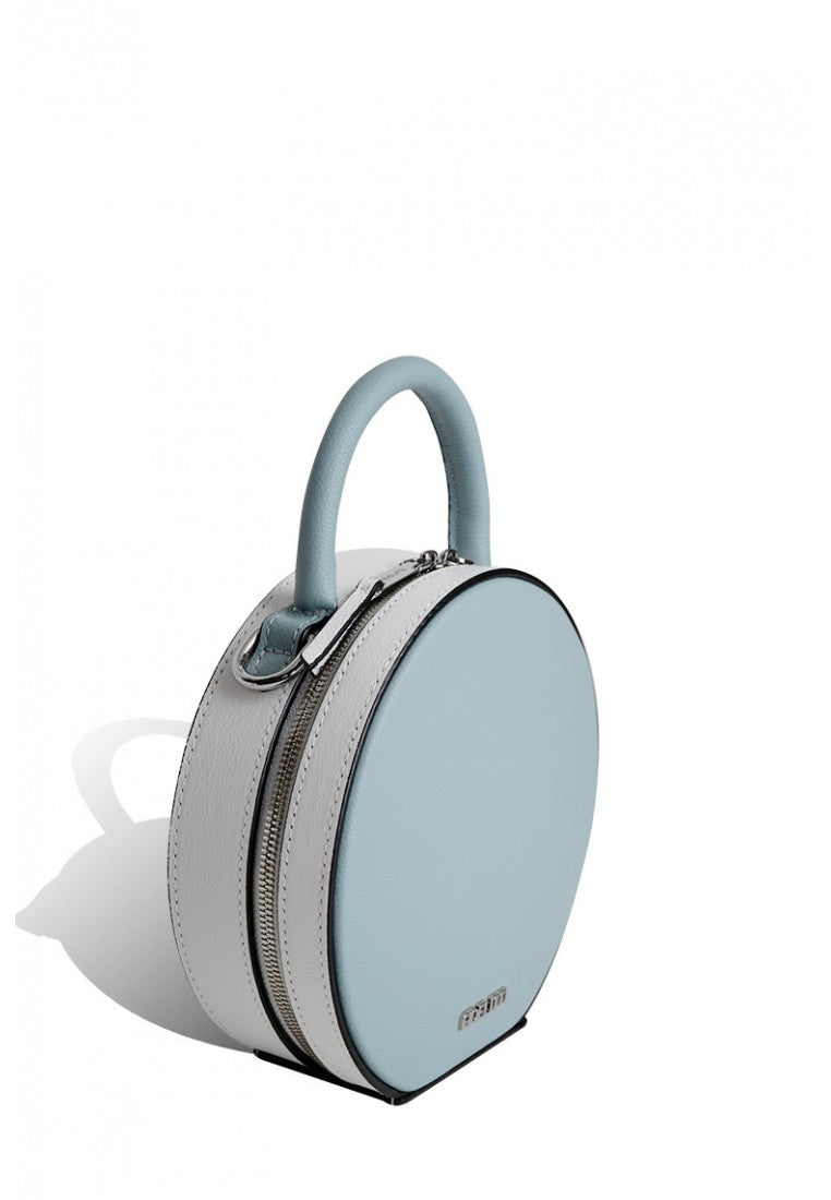 Woman Leather Cross Body Bag Lady Anne Tesoro Mini Blue & White