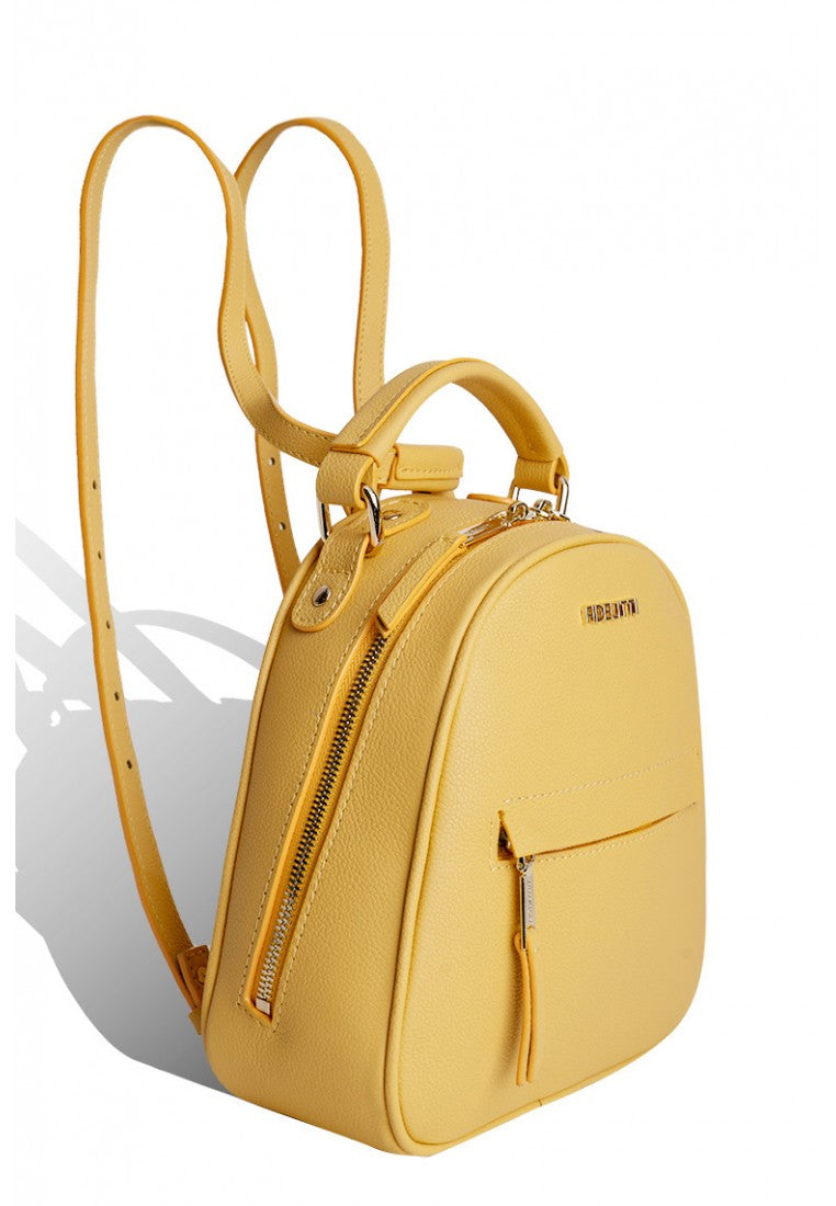Woman Leather Backpack Lady Anne Vogue Mini Yellow