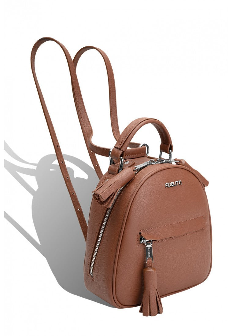 Woman Leather Backpack Lady Anne Vogue Mini Brown