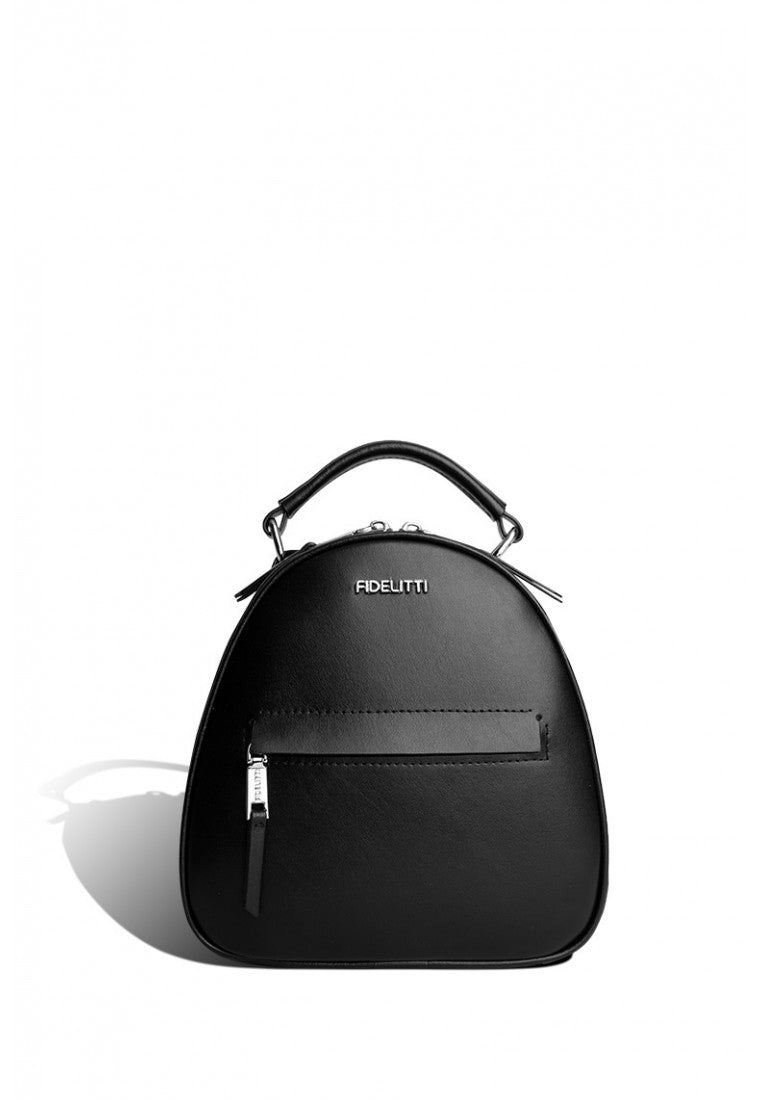 Woman Leather Backpack Lady Anne Vogue Mini Black Smooth