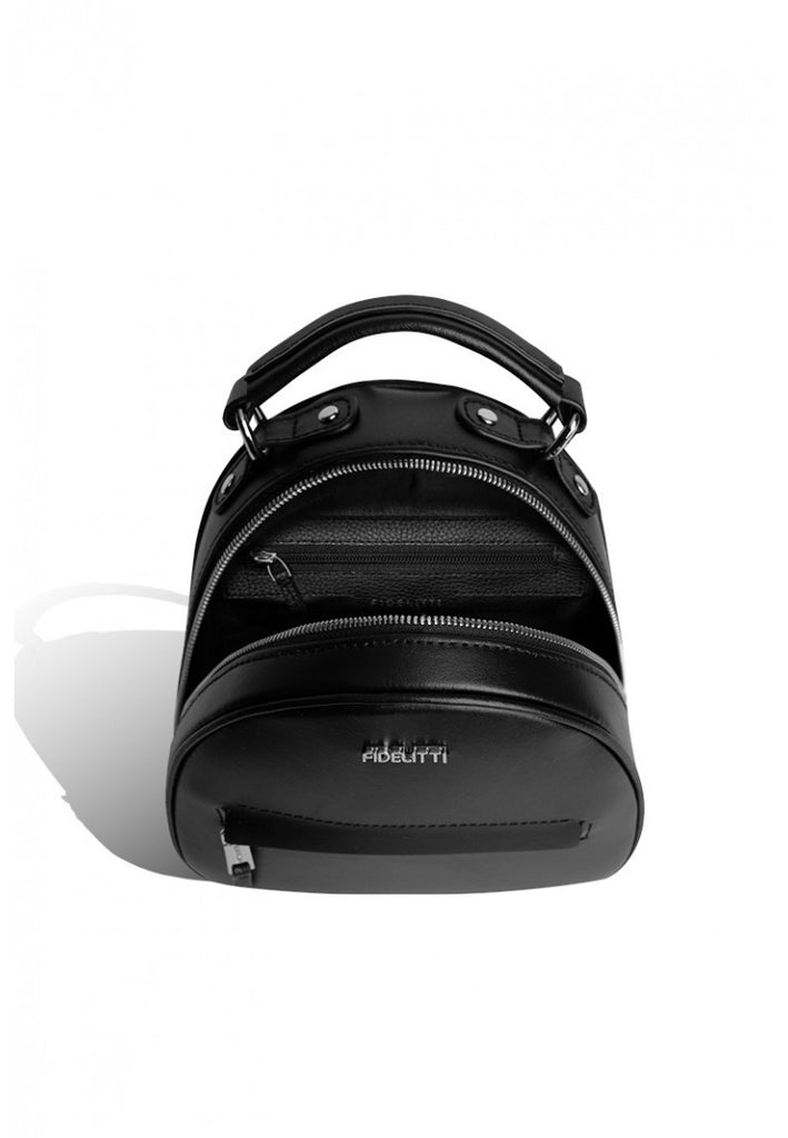 Woman Leather Backpack Lady Anne Vogue Mini Black Smooth
