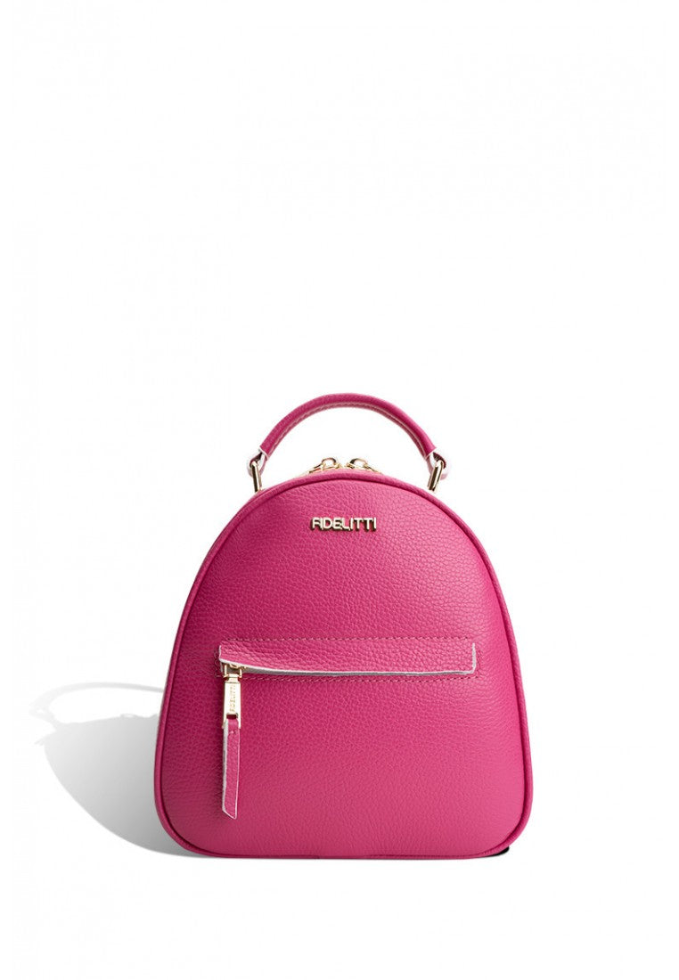 Woman Leather Backpack Lady Anne Vogue Mini Сrimson & White