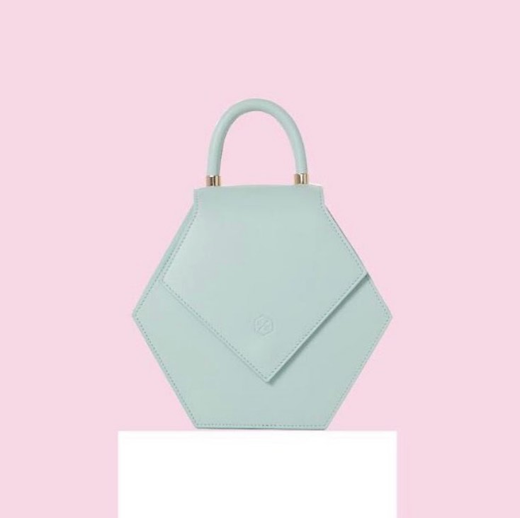 Woman Leather Handbag Lady Anne Diamond Blue