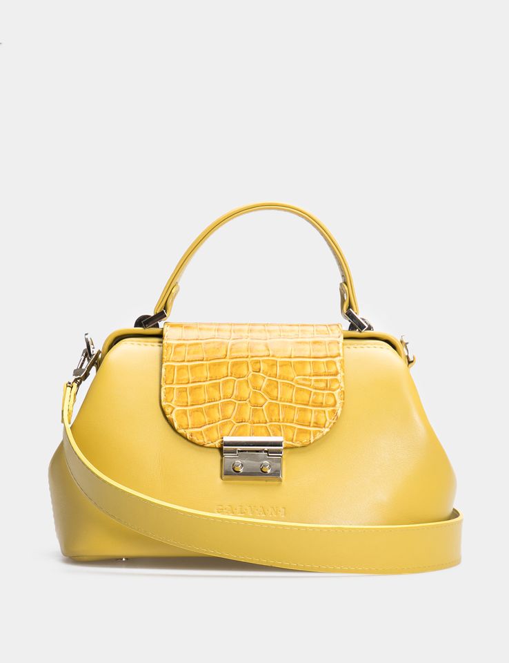 Women Leather Cross Body Bag Palermo Medium Yellow