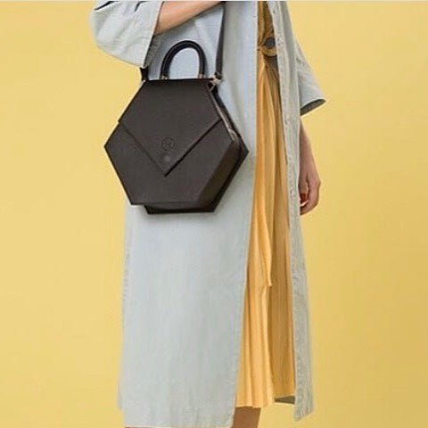 Woman Leather Handbag Lady Anne Diamond Black