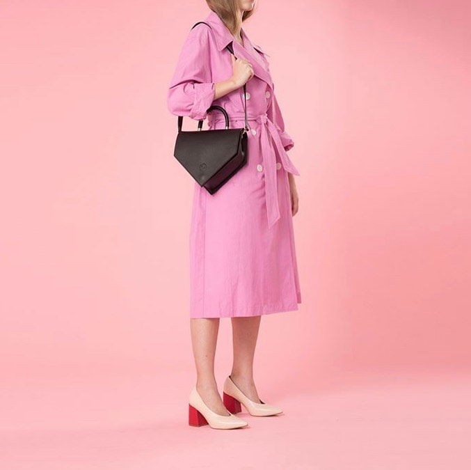 Woman Leather Handbag Lady Anne Triangolo Black