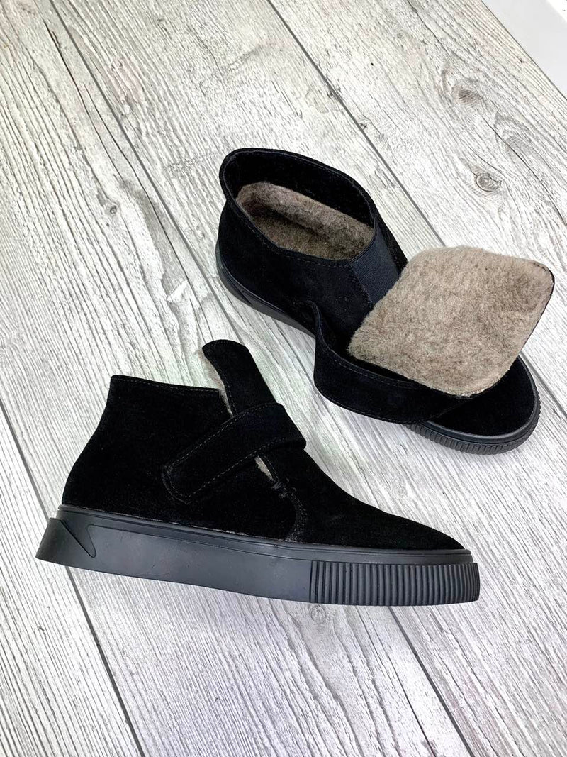 Women Suede Winter Boots Black