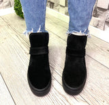 Women Suede Winter Boots Black