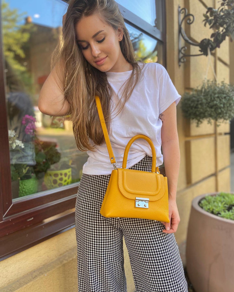 Women Leather Crossbody Bag Aurora Yellow