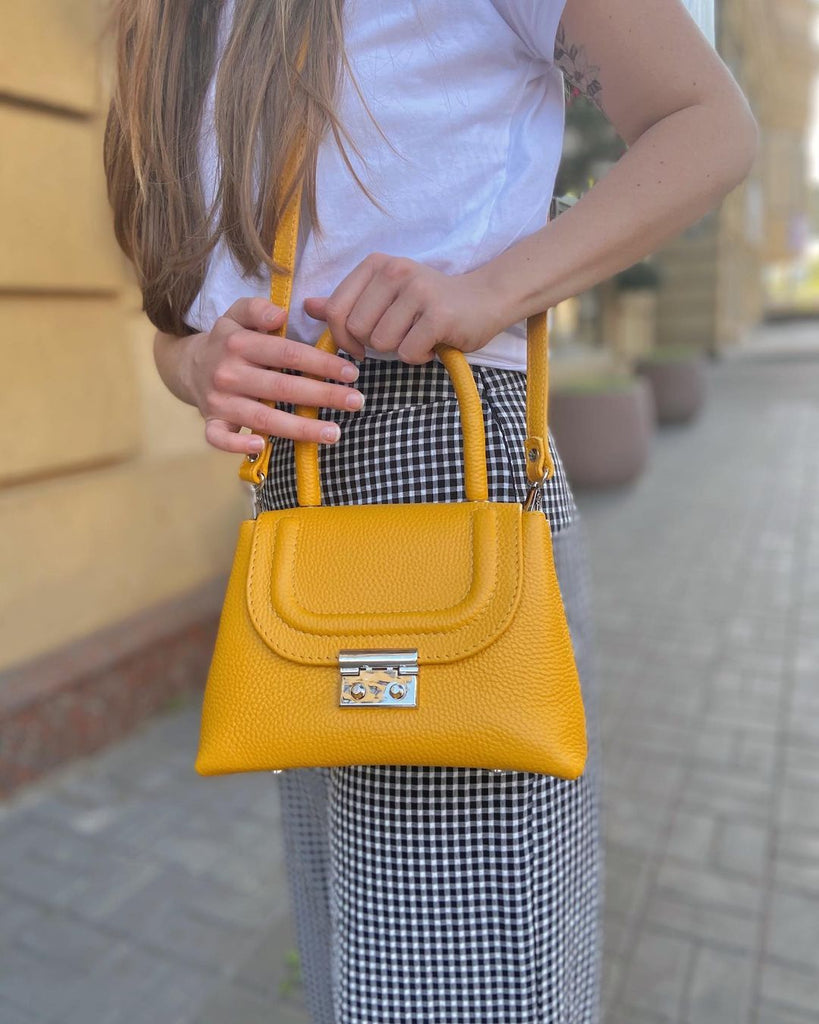 Women Leather Crossbody Bag Aurora Yellow