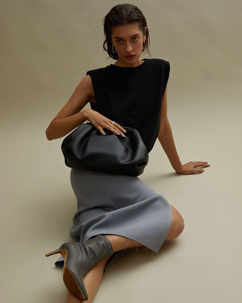 Women Leather Handbag Camellia Black