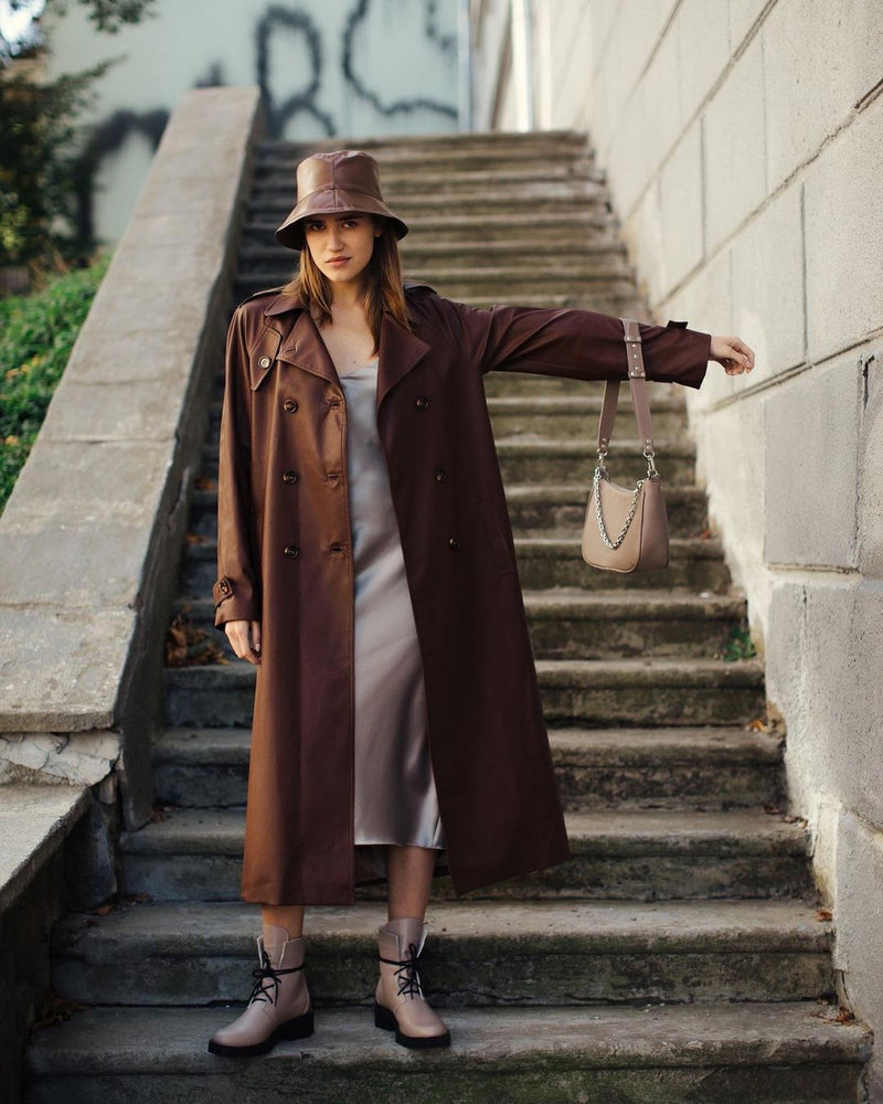 Women Leather Crossbody Bag Jane Beige