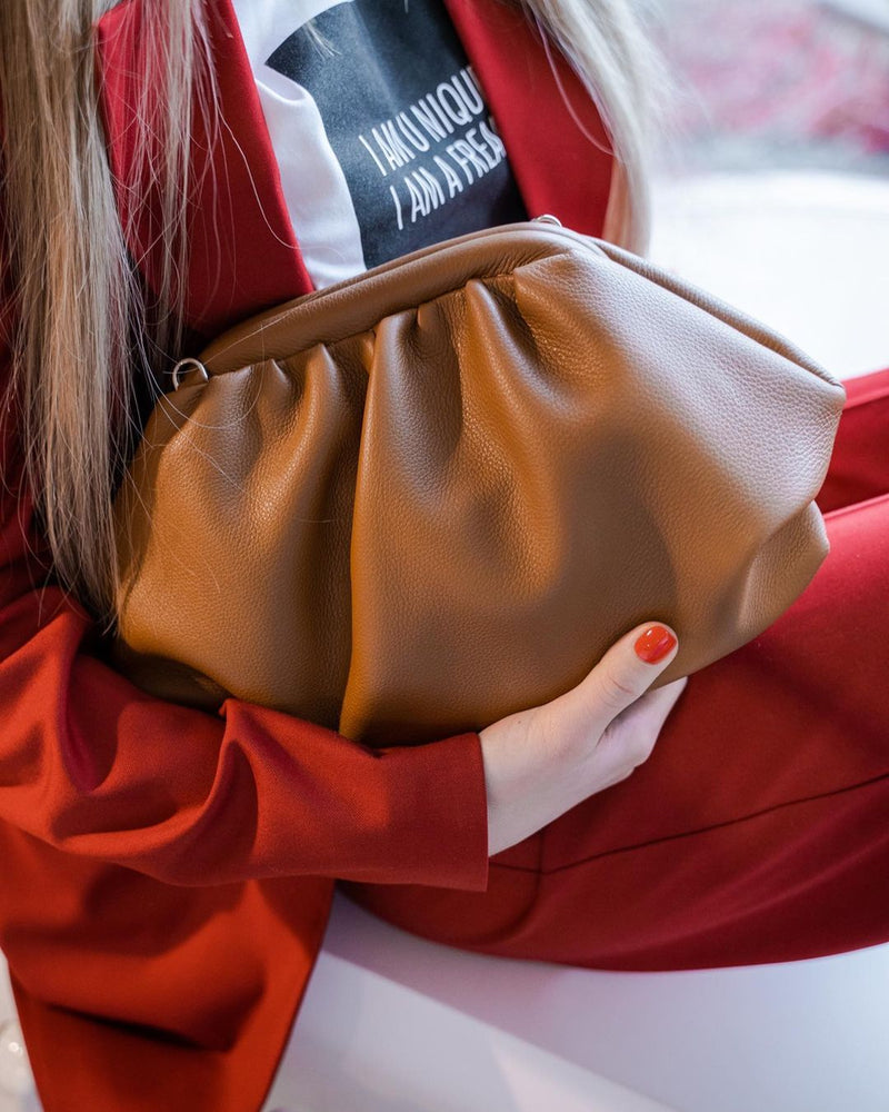 Women Leather Handbag Camellia Brown